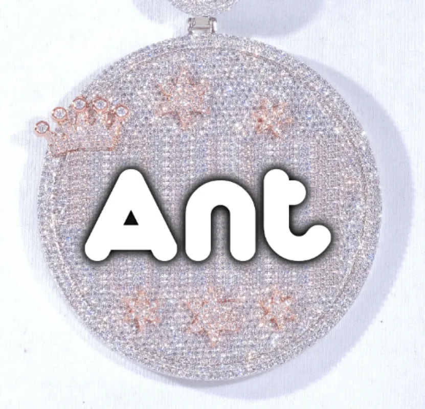 CUSTOM LETTER NECKLACE 3D BIG CROWN DISC sold by The GUU Shop