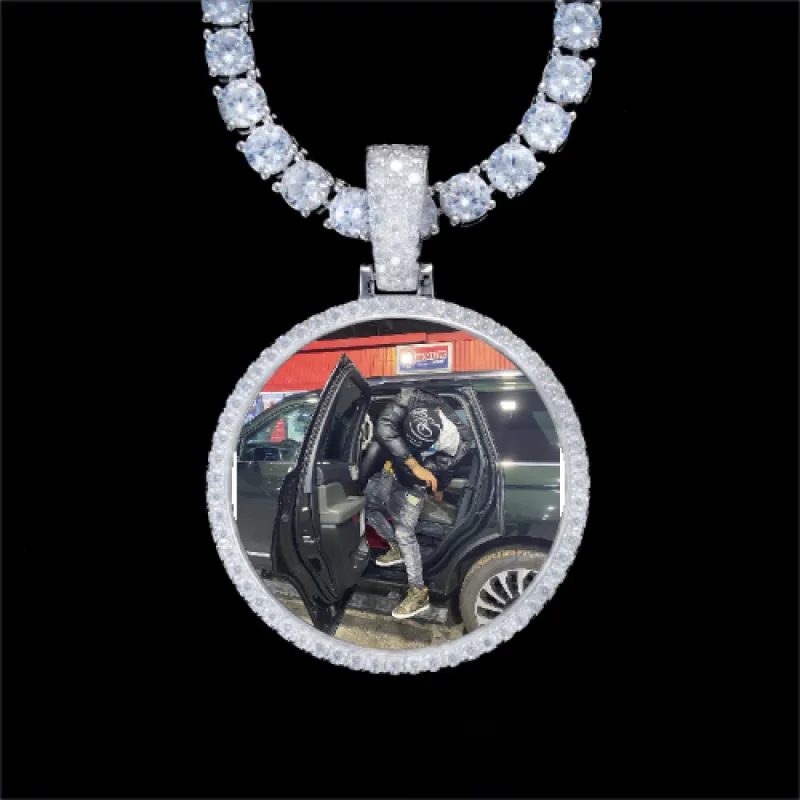 925S & VVS Moissanite 3D Circle Custom Picture Pendant sold by The GUU Shop