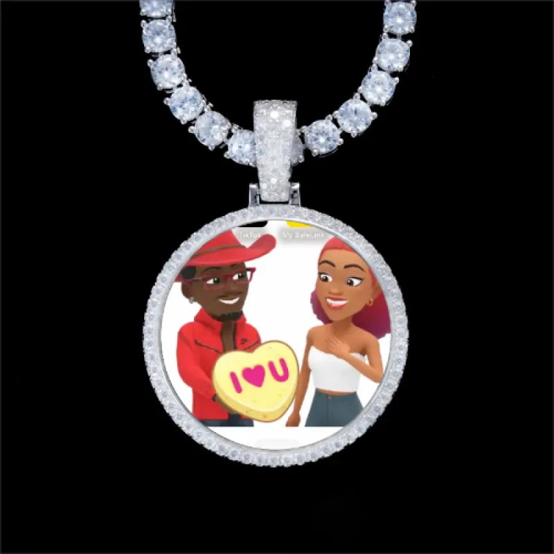 925S & VVS Moissanite 3D Circle Custom Picture Pendant sold by The GUU Shop