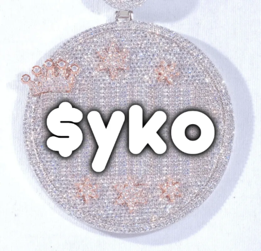 CUSTOM LETTER NECKLACE 3D BIG CROWN DISC sold by The GUU Shop