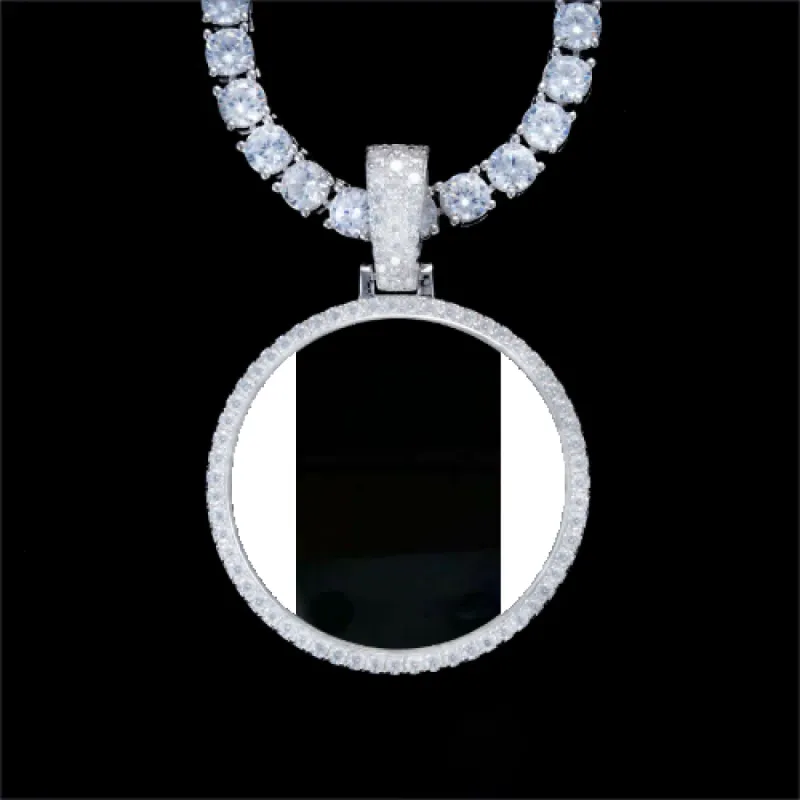 925S & VVS Moissanite 3D Circle Custom Picture Pendant made by The GUU Shop