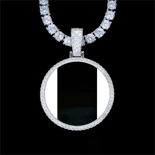 925S & VVS Moissanite 3D Circle Custom Picture Pendant sold by The GUU Shop