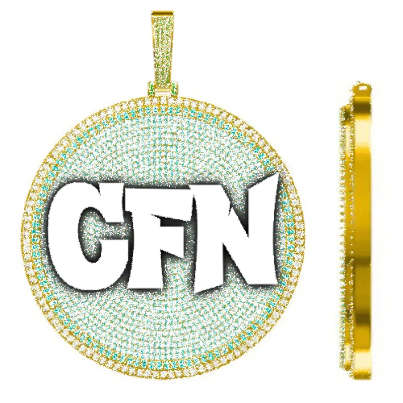 CUSTOM LETTER NECKLACE 3D BIG DISC sold by The GUU Shop