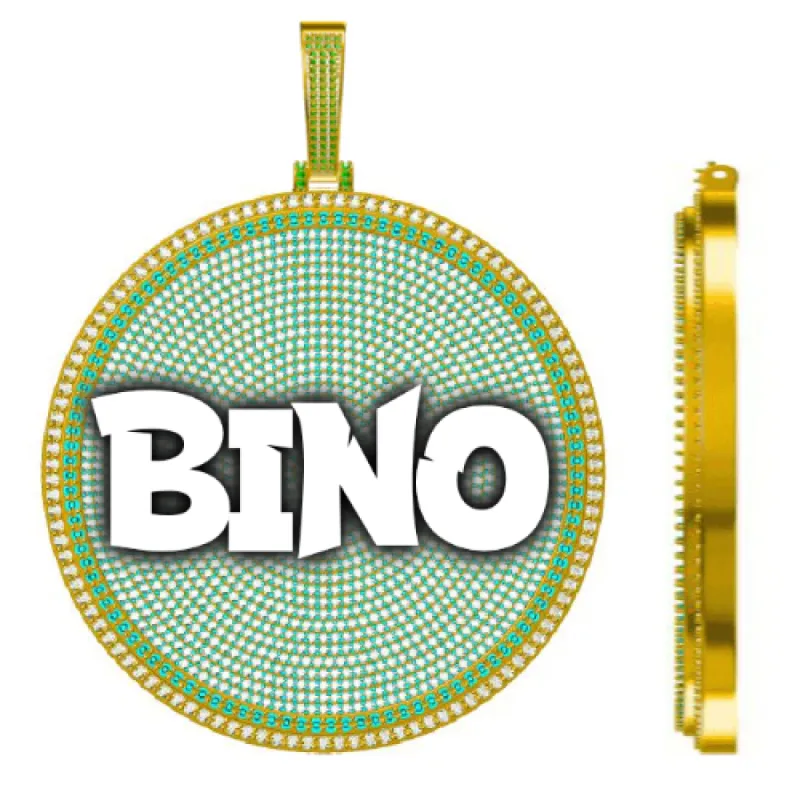 CUSTOM LETTER NECKLACE 3D BIG DISC sold by The GUU Shop