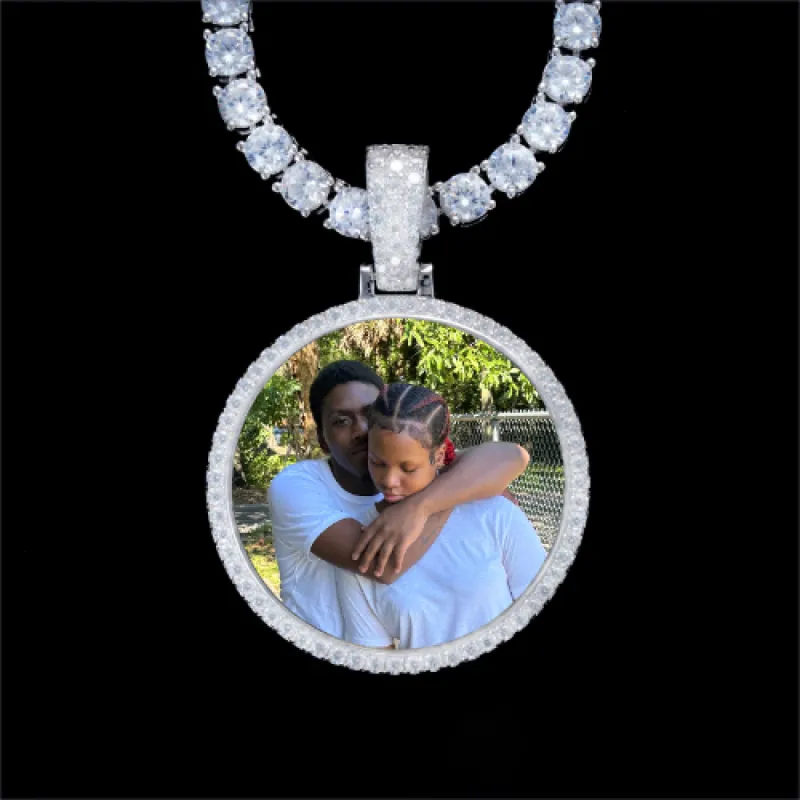 925S & VVS Moissanite 3D Circle Custom Picture Pendant sold by The GUU Shop