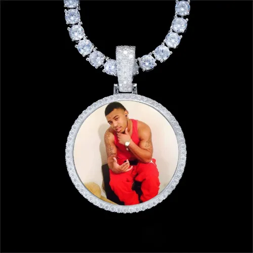 925S & VVS Moissanite 3D Circle Custom Picture Pendant sold by The GUU Shop