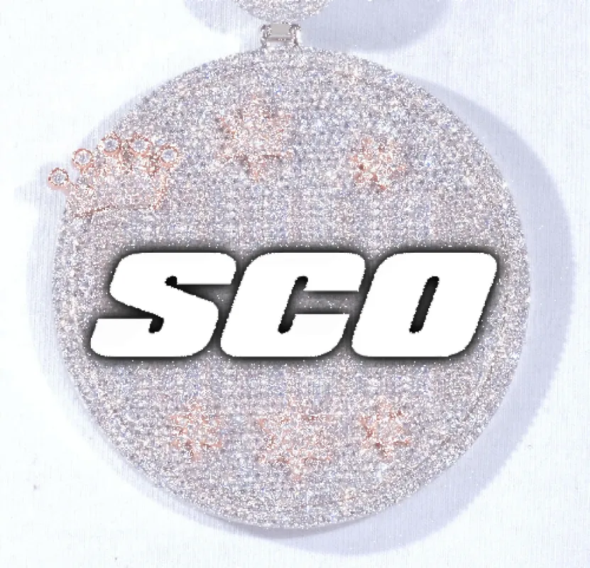 CUSTOM LETTER NECKLACE 3D BIG CROWN DISC sold by The GUU Shop