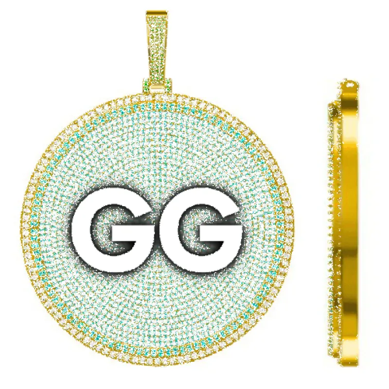 CUSTOM LETTER NECKLACE 3D BIG DISC sold by The GUU Shop