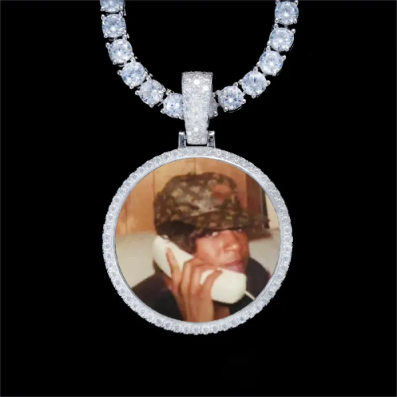 925S & VVS Moissanite 3D Circle Custom Picture Pendant sold by The GUU Shop