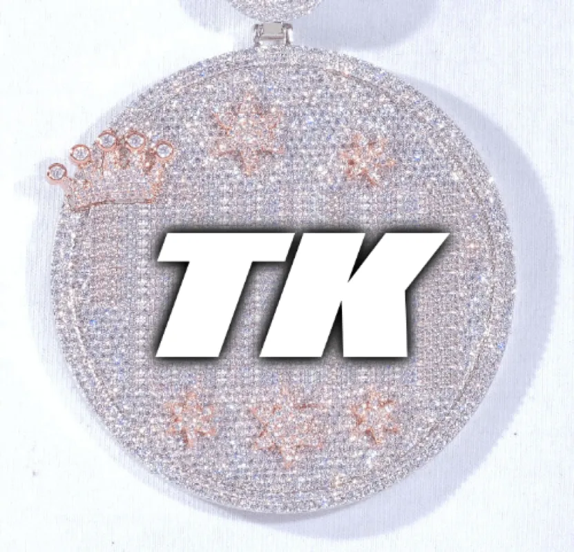 CUSTOM LETTER NECKLACE 3D BIG CROWN DISC sold by The GUU Shop