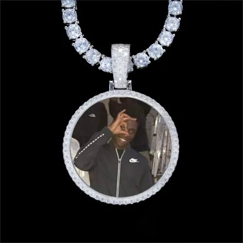925S & VVS Moissanite 3D Circle Custom Picture Pendant sold by The GUU Shop