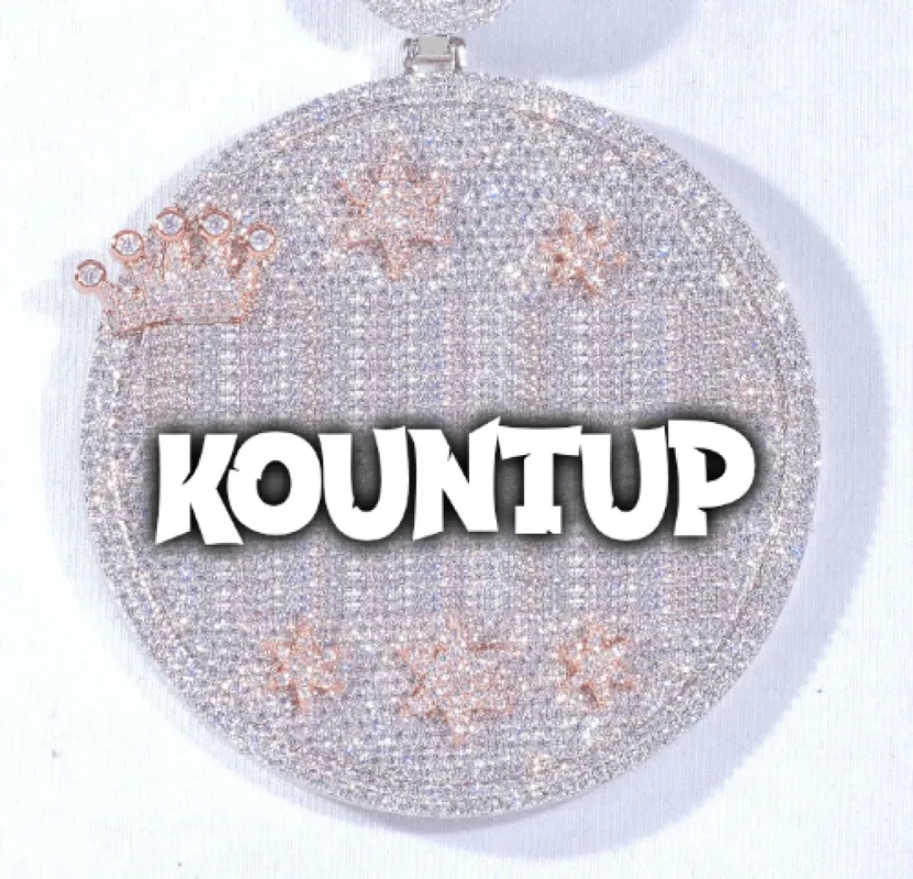 CUSTOM LETTER NECKLACE 3D BIG CROWN DISC sold by The GUU Shop