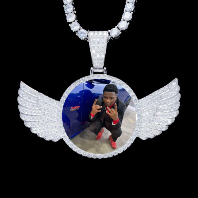925S & VVS Moissanite 3D Wing Custom Picture Pendant made by The GUU Shop