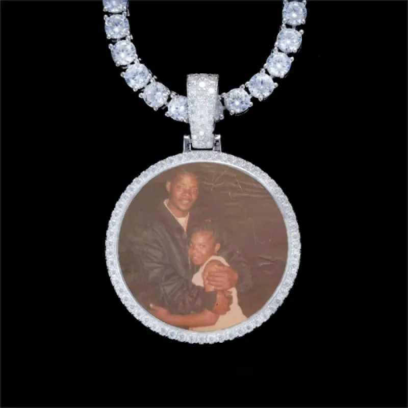 925S & VVS Moissanite 3D Circle Custom Picture Pendant sold by The GUU Shop