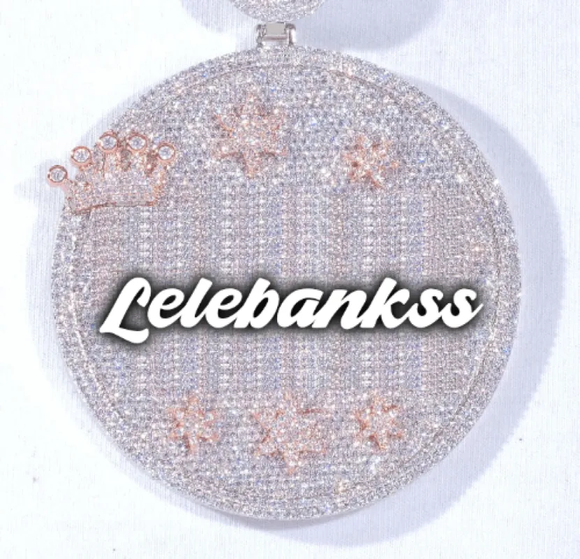 CUSTOM LETTER NECKLACE 3D BIG CROWN DISC sold by The GUU Shop