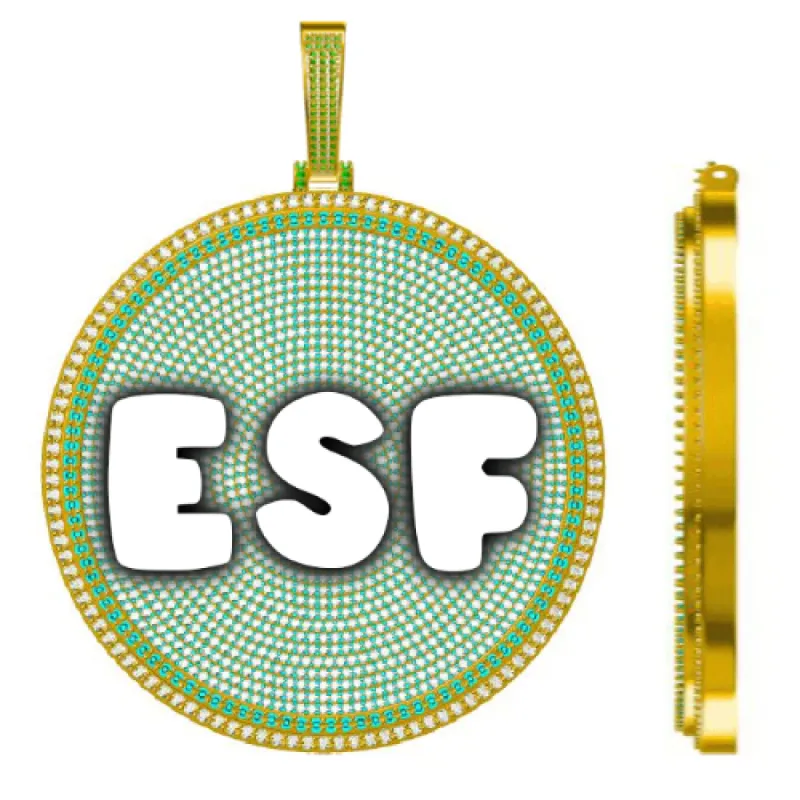 CUSTOM LETTER NECKLACE 3D BIG DISC sold by The GUU Shop