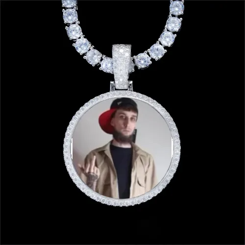 925S & VVS Moissanite 3D Circle Custom Picture Pendant sold by The GUU Shop