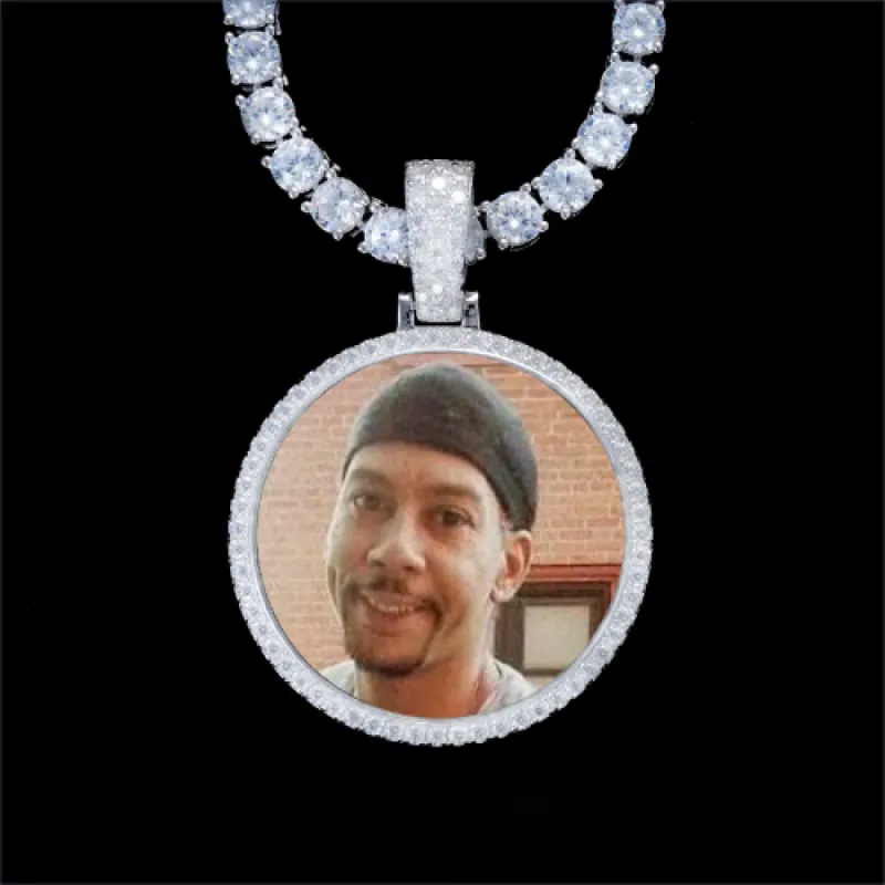925S & VVS Moissanite 3D Circle Custom Picture Pendant sold by The GUU Shop