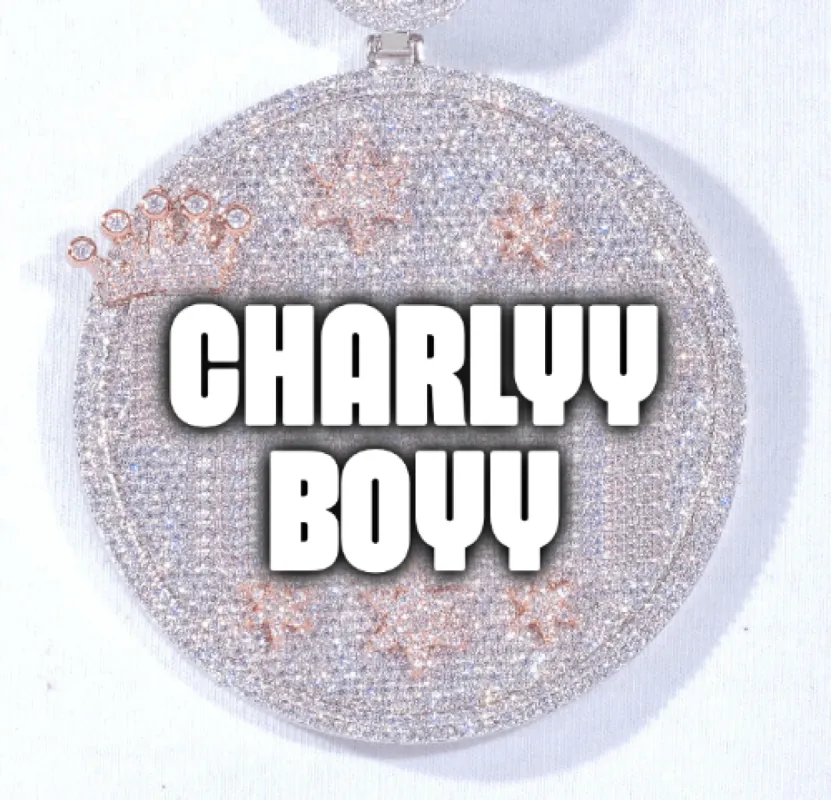 CUSTOM LETTER NECKLACE 3D BIG CROWN DISC sold by The GUU Shop