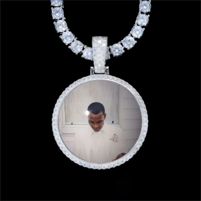 925S & VVS Moissanite 3D Circle Custom Picture Pendant sold by The GUU Shop