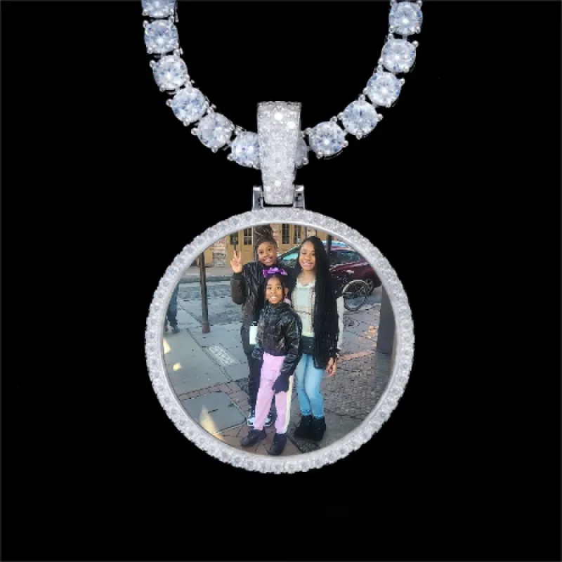 925S & VVS Moissanite 3D Circle Custom Picture Pendant sold by The GUU Shop