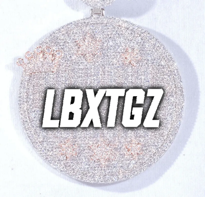 CUSTOM LETTER NECKLACE 3D BIG CROWN DISC sold by The GUU Shop