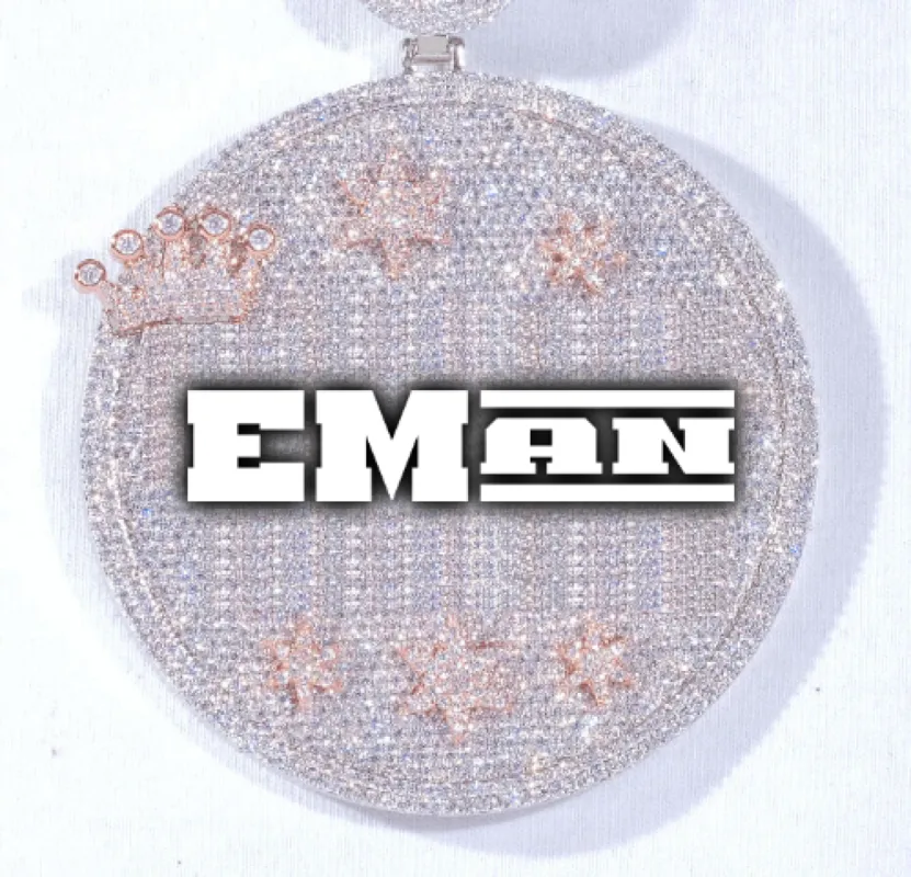 CUSTOM LETTER NECKLACE 3D BIG CROWN DISC sold by The GUU Shop