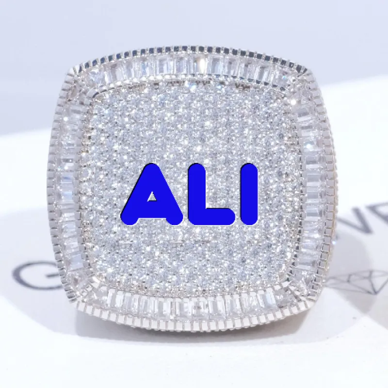 CUSTOM LETTER 3D ICED RING sold by The GUU Shop