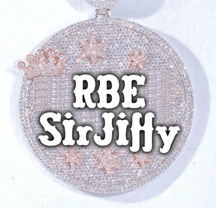 CUSTOM LETTER NECKLACE 3D BIG CROWN DISC sold by The GUU Shop