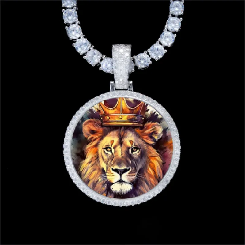 925S & VVS Moissanite 3D Circle Custom Picture Pendant sold by The GUU Shop