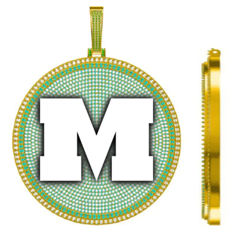 CUSTOM LETTER NECKLACE 3D BIG DISC made by The GUU Shop