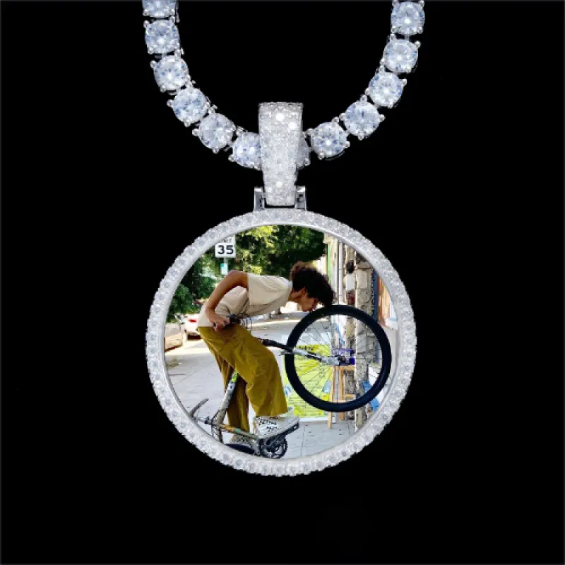 925S & VVS Moissanite 3D Circle Custom Picture Pendant sold by The GUU Shop