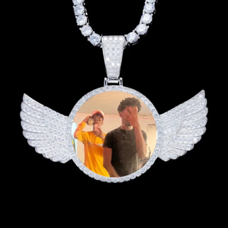925S & VVS Moissanite 3D Wing Custom Picture Pendant made by The GUU Shop