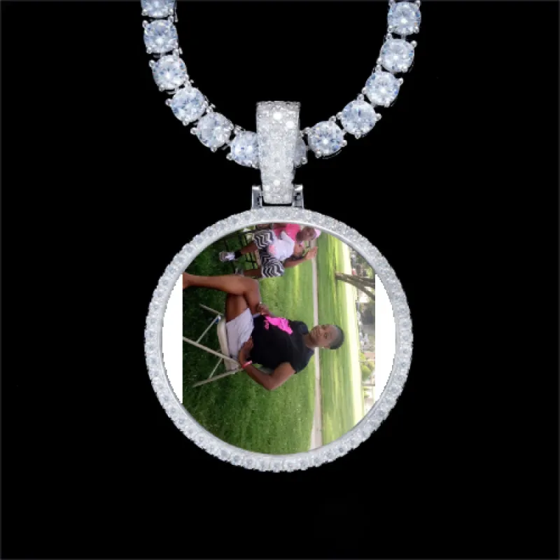 925S & VVS Moissanite 3D Circle Custom Picture Pendant sold by The GUU Shop