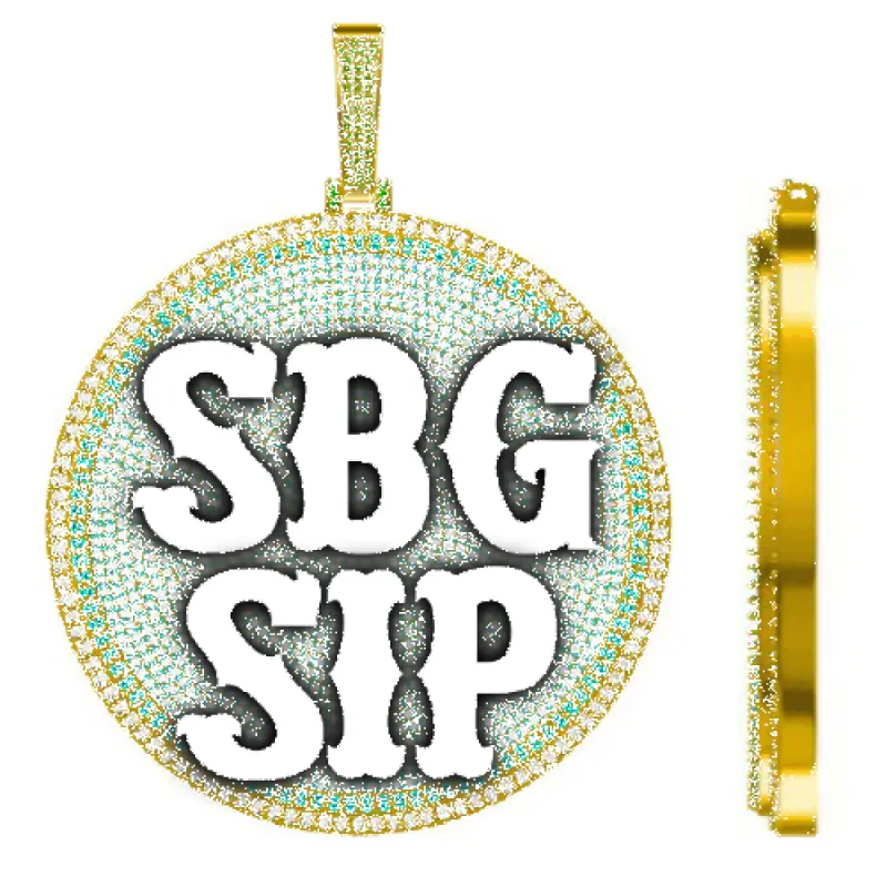 CUSTOM LETTER NECKLACE 3D BIG DISC sold by The GUU Shop