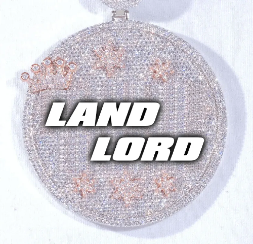 CUSTOM LETTER NECKLACE 3D BIG CROWN DISC sold by The GUU Shop