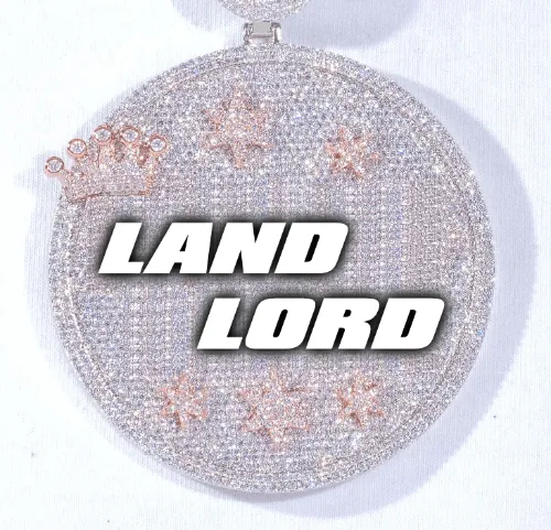 CUSTOM LETTER NECKLACE 3D BIG CROWN DISC sold by The GUU Shop