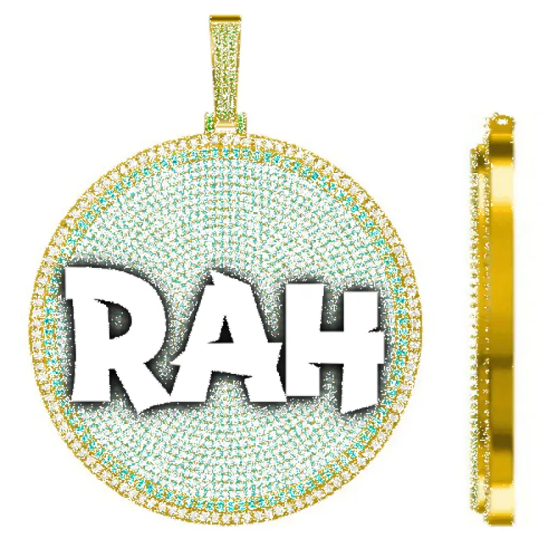 CUSTOM LETTER NECKLACE 3D BIG DISC sold by The GUU Shop