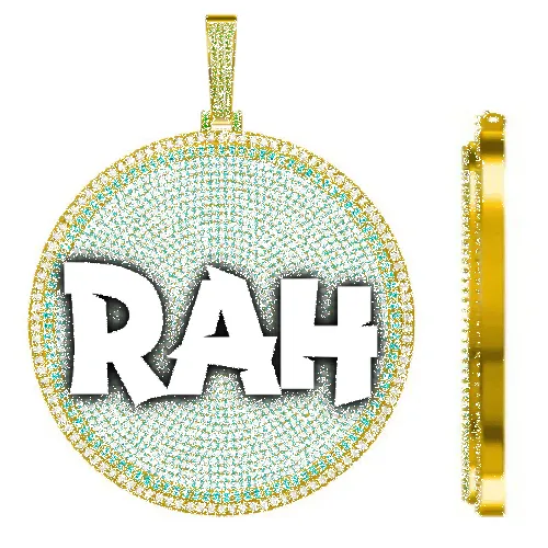 CUSTOM LETTER NECKLACE 3D BIG DISC sold by The GUU Shop