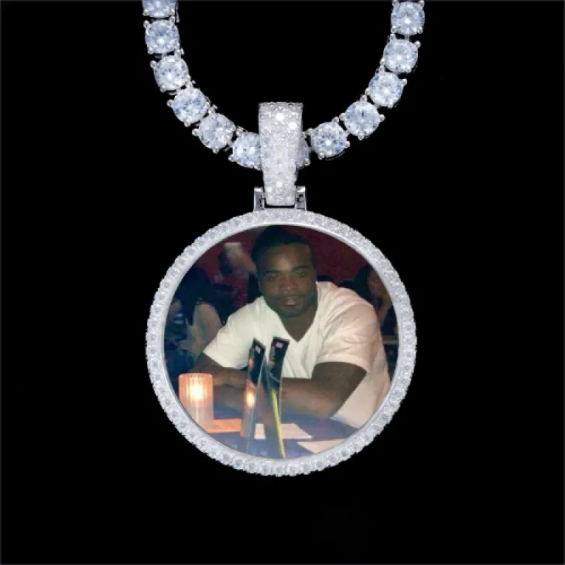 925S & VVS Moissanite 3D Circle Custom Picture Pendant sold by The GUU Shop