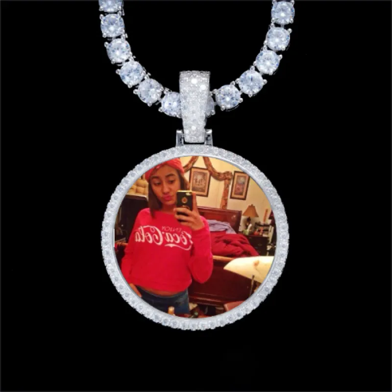 925S & VVS Moissanite 3D Circle Custom Picture Pendant sold by The GUU Shop