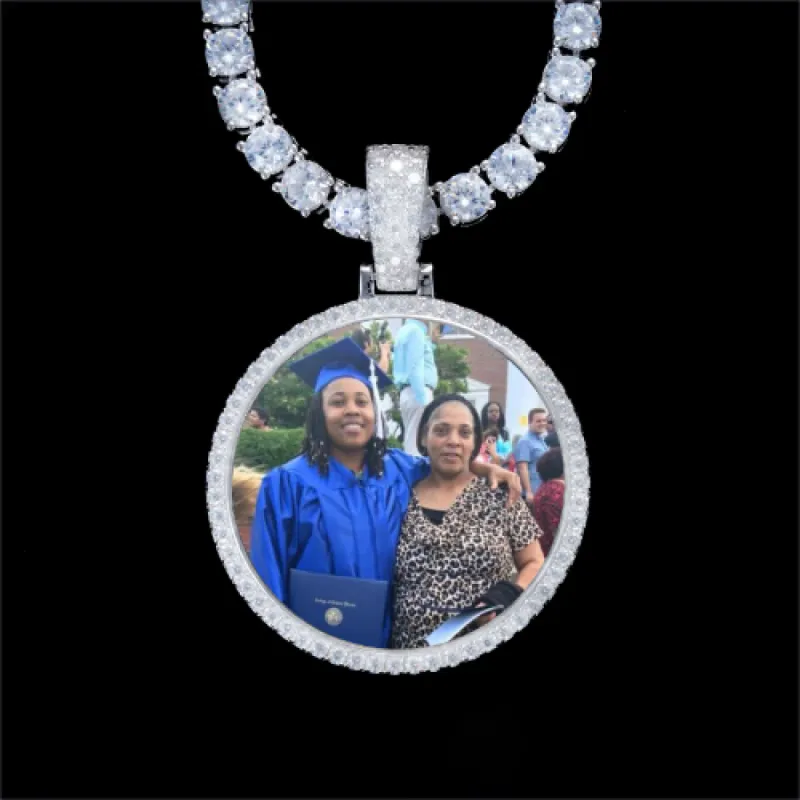 925S & VVS Moissanite 3D Circle Custom Picture Pendant sold by The GUU Shop