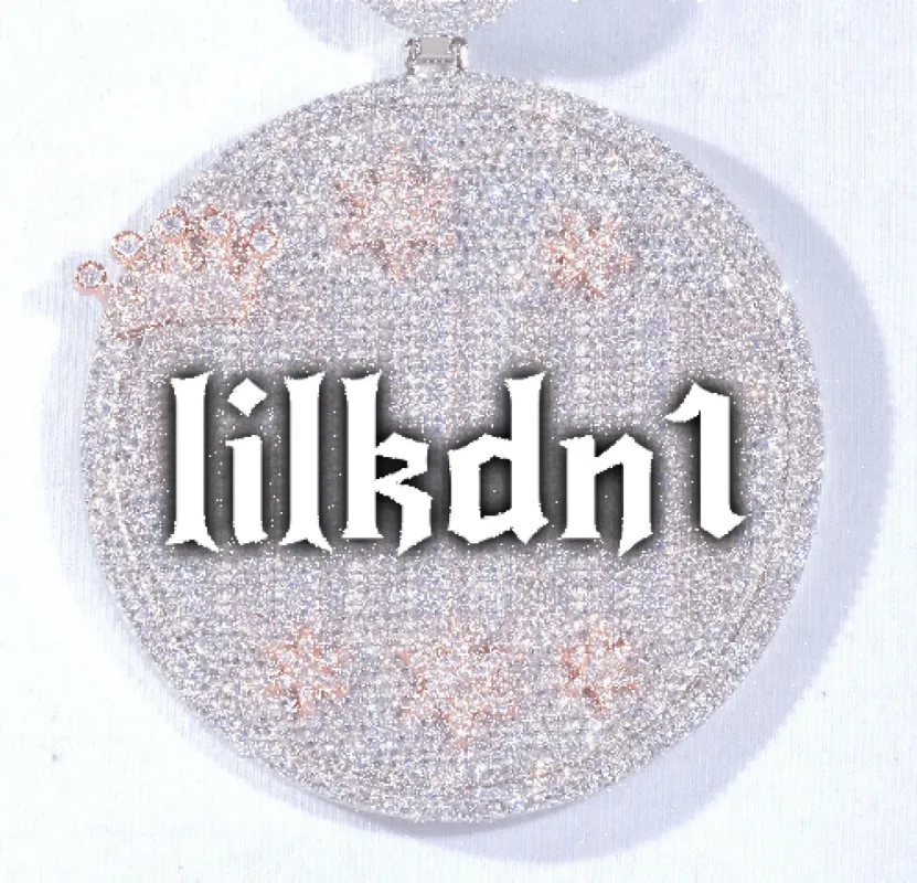 CUSTOM LETTER NECKLACE 3D BIG CROWN DISC sold by The GUU Shop