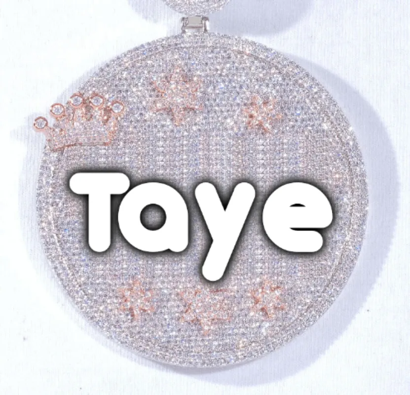 CUSTOM LETTER NECKLACE 3D BIG CROWN DISC sold by The GUU Shop