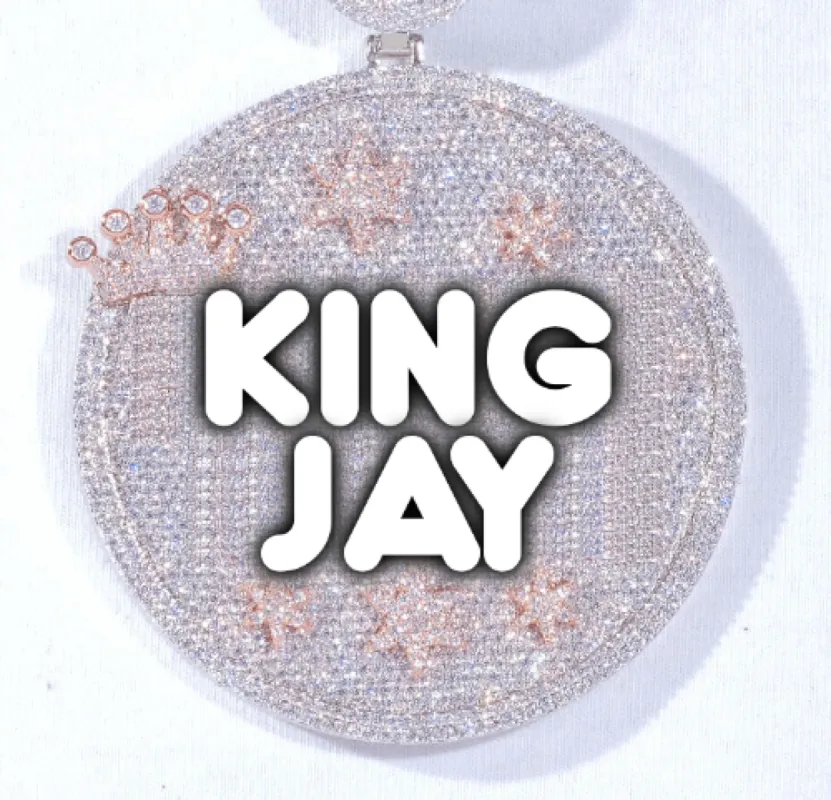 CUSTOM LETTER NECKLACE 3D BIG CROWN DISC sold by The GUU Shop