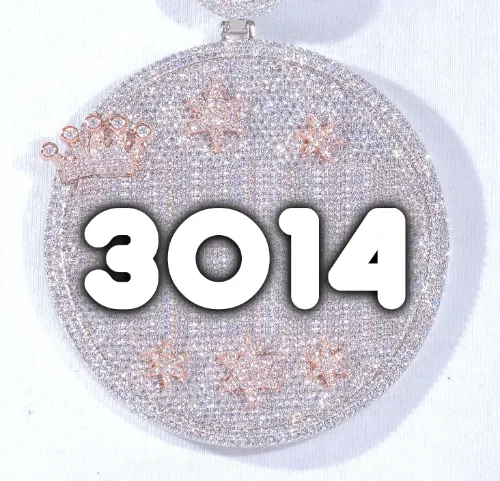 CUSTOM LETTER NECKLACE 3D BIG CROWN DISC sold by The GUU Shop