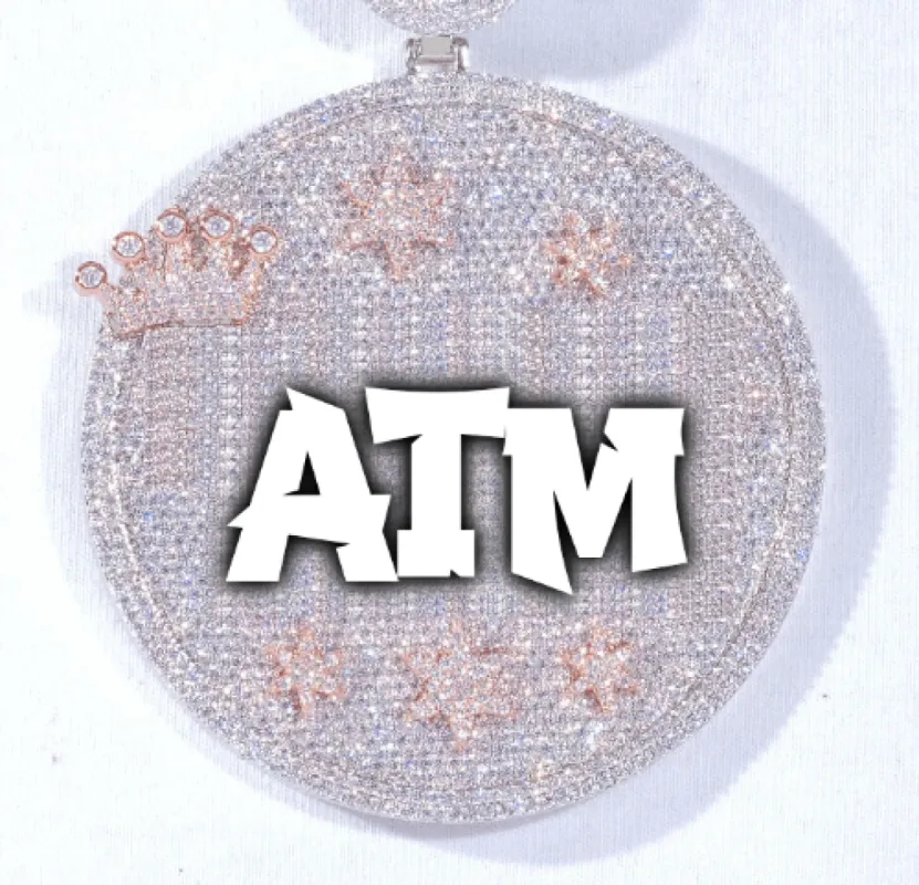 CUSTOM LETTER NECKLACE 3D BIG CROWN DISC sold by The GUU Shop