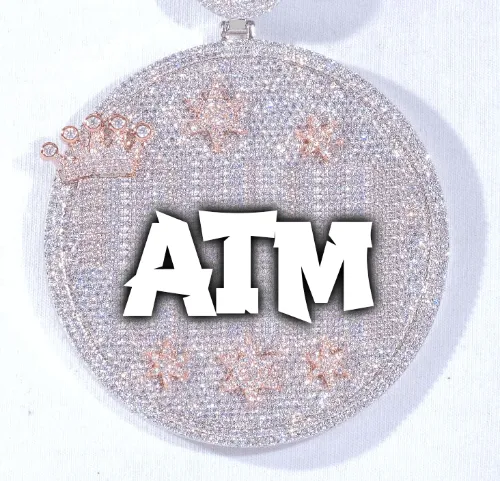 CUSTOM LETTER NECKLACE 3D BIG CROWN DISC sold by The GUU Shop
