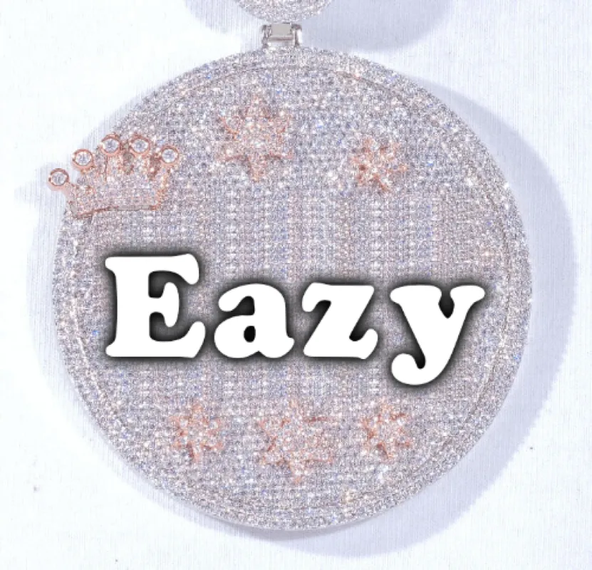 CUSTOM LETTER NECKLACE 3D BIG CROWN DISC sold by The GUU Shop