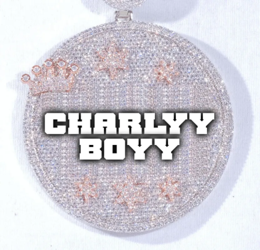 CUSTOM LETTER NECKLACE 3D BIG CROWN DISC sold by The GUU Shop